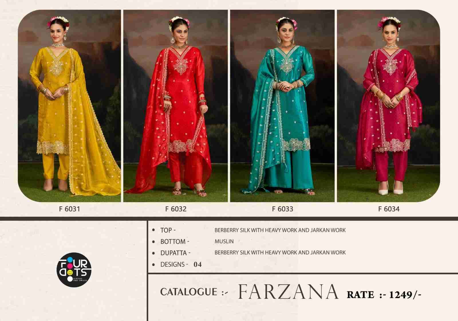 Farzana By Four Dots 6031 To 6034 Series Designer Stylish Fancy Colorful Beautiful Party Wear & Ethnic Wear Collection Silk Dresses At Wholesale Price