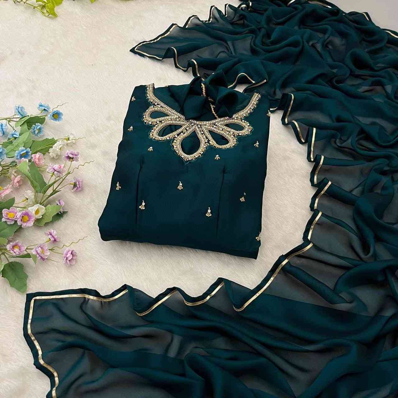 Mb-432 By Fashid Wholesale Designer Beautiful Collection Occasional Wear & Party Wear Rangoli Georgette Gowns At Wholesale Price