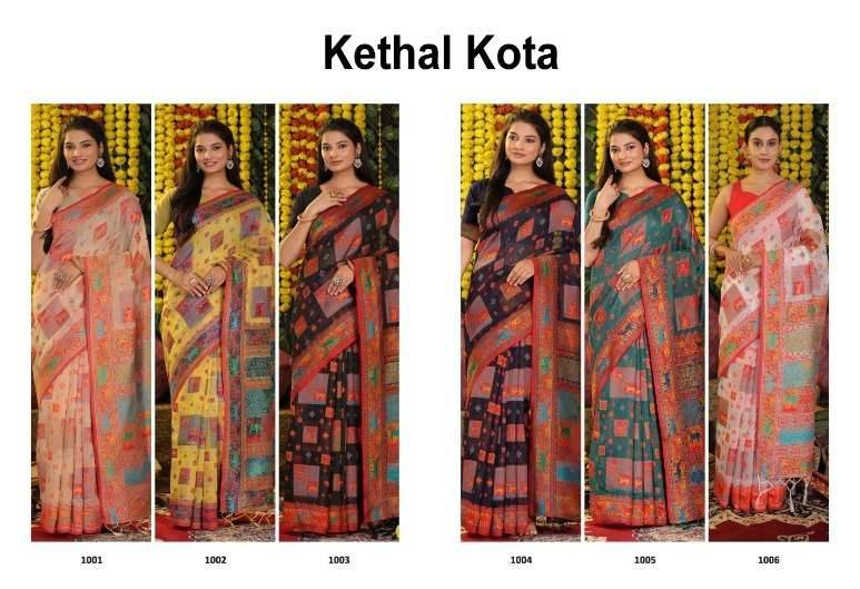 Kethal Kota By Fashid Wholesale 1001 To 1006 Series Indian Traditional Wear Collection Beautiful Stylish Fancy Colorful Party Wear & Occasional Wear Linen Cotton Sarees At Wholesale Price