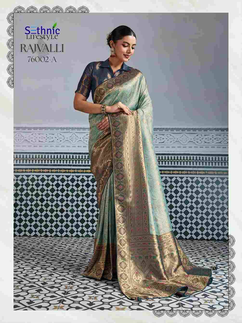 Rajvalli Platinum By Sethnic 76002-A To 76002-D Series Indian Traditional Wear Collection Beautiful Stylish Fancy Colorful Party Wear & Occasional Wear Kanjivaram Silk Sarees At Wholesale Price