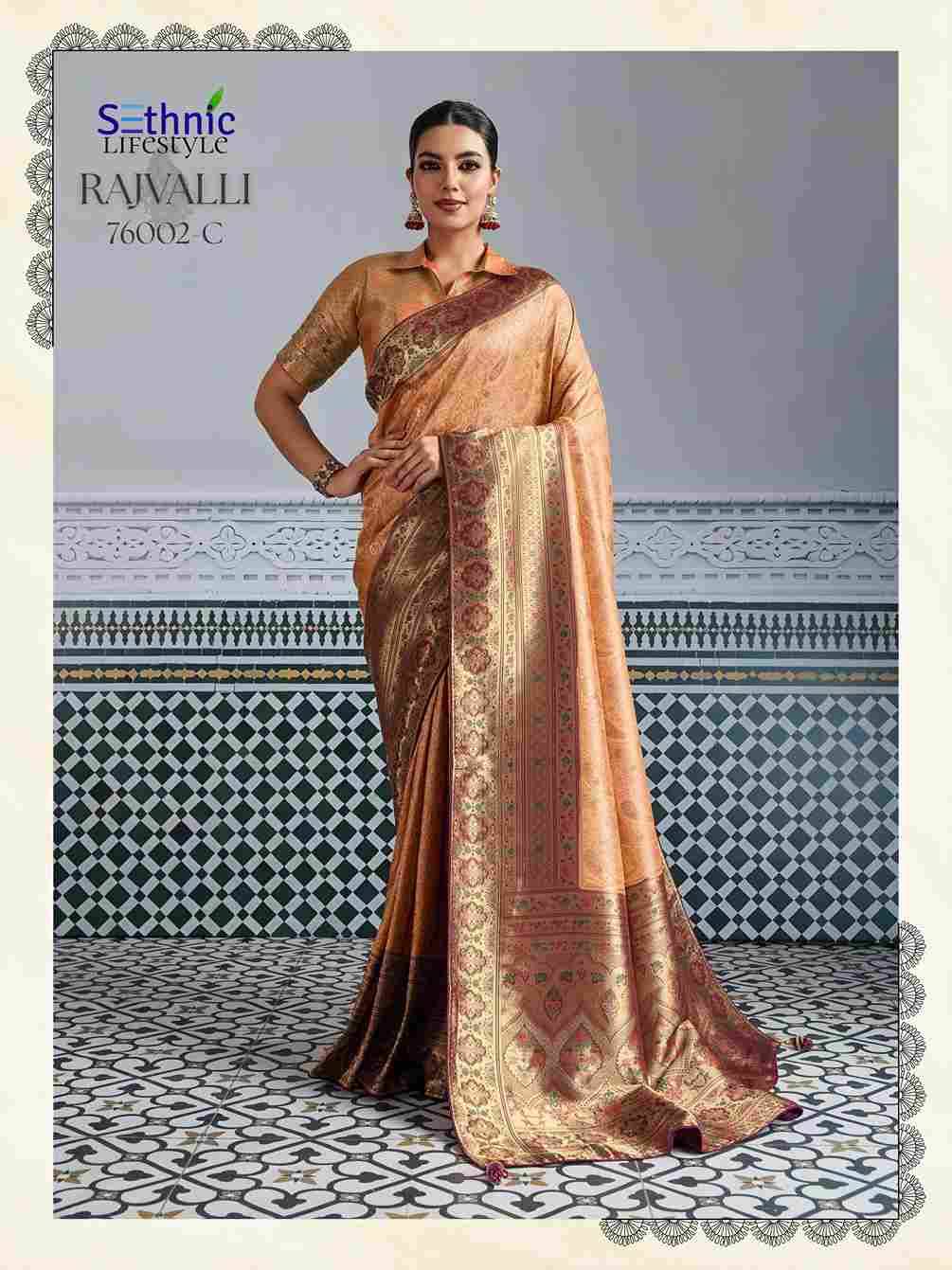 Rajvalli Platinum By Sethnic 76002-A To 76002-D Series Indian Traditional Wear Collection Beautiful Stylish Fancy Colorful Party Wear & Occasional Wear Kanjivaram Silk Sarees At Wholesale Price