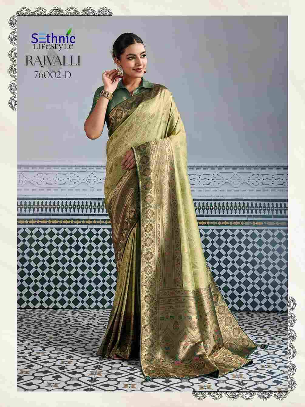 Rajvalli Platinum By Sethnic 76002-A To 76002-D Series Indian Traditional Wear Collection Beautiful Stylish Fancy Colorful Party Wear & Occasional Wear Kanjivaram Silk Sarees At Wholesale Price