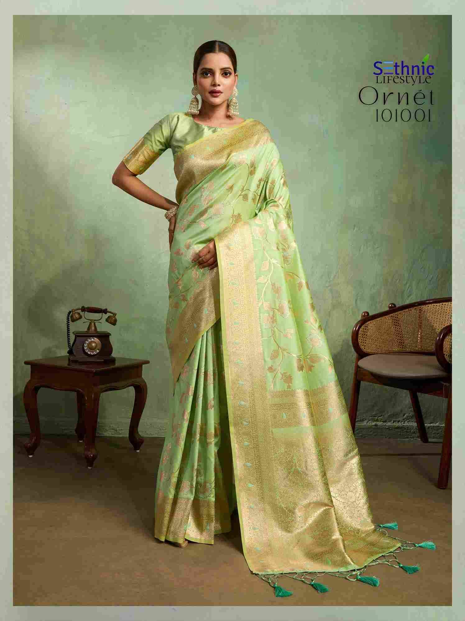 Ornet By Sethnic 101001 To 101010 Series Indian Traditional Wear Collection Beautiful Stylish Fancy Colorful Party Wear & Occasional Wear Banarasi Silk Sarees At Wholesale Price