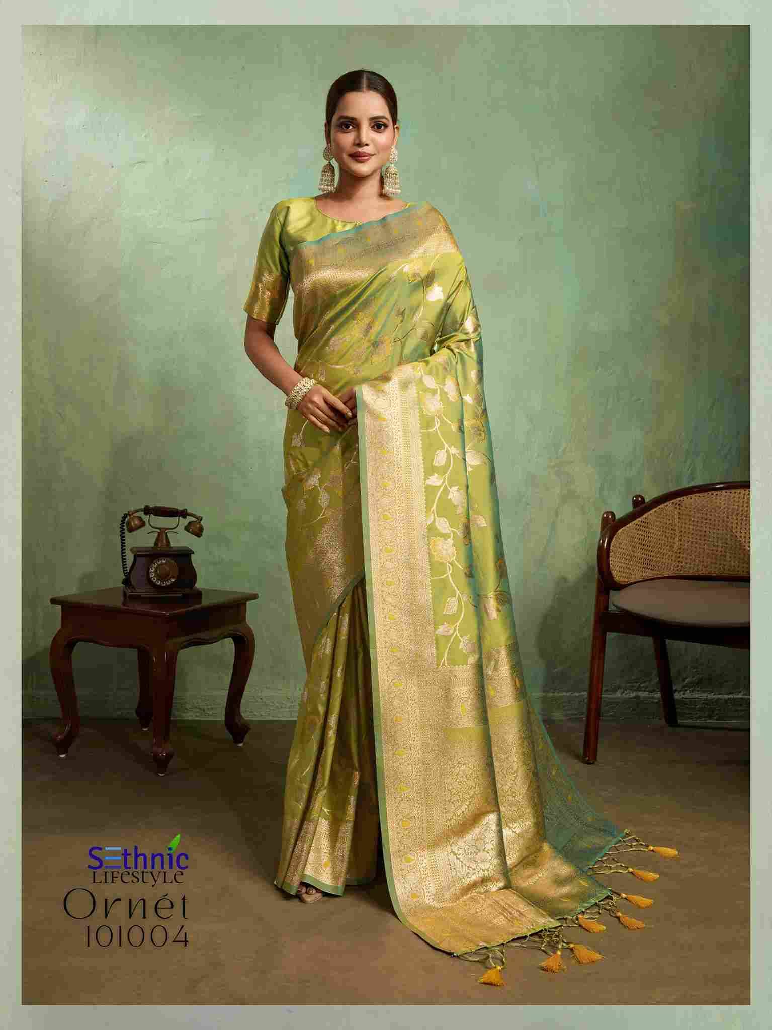 Ornet By Sethnic 101001 To 101010 Series Indian Traditional Wear Collection Beautiful Stylish Fancy Colorful Party Wear & Occasional Wear Banarasi Silk Sarees At Wholesale Price