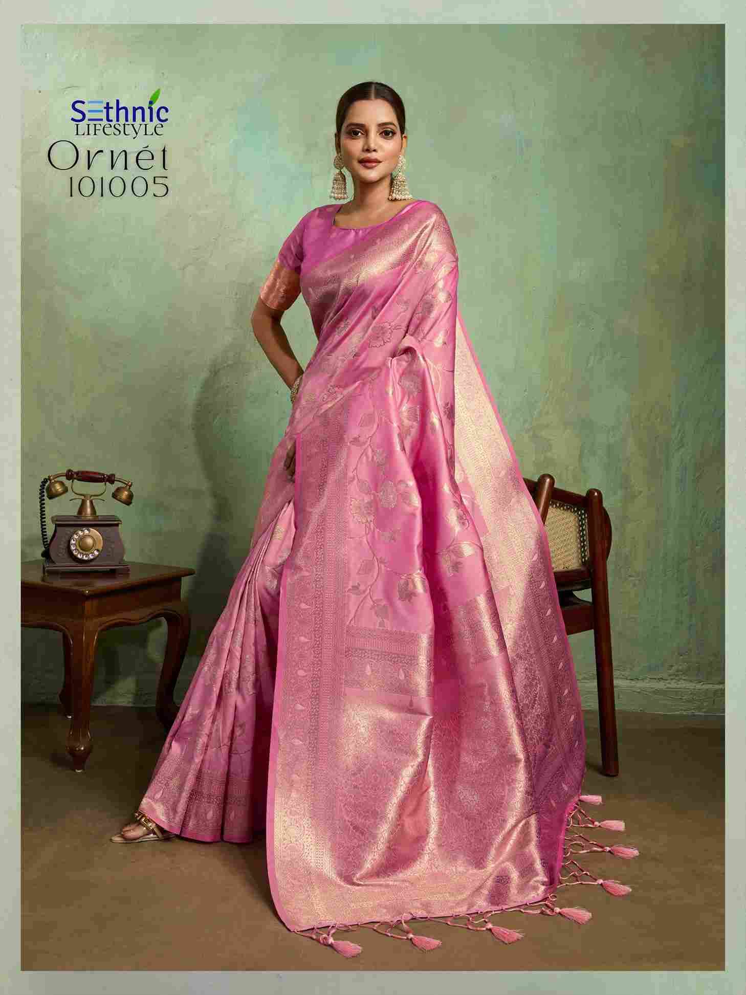 Ornet By Sethnic 101001 To 101010 Series Indian Traditional Wear Collection Beautiful Stylish Fancy Colorful Party Wear & Occasional Wear Banarasi Silk Sarees At Wholesale Price