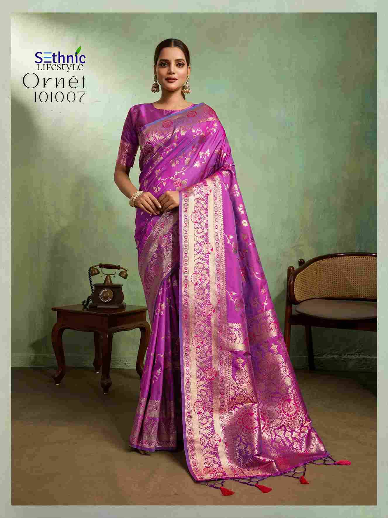 Ornet By Sethnic 101001 To 101010 Series Indian Traditional Wear Collection Beautiful Stylish Fancy Colorful Party Wear & Occasional Wear Banarasi Silk Sarees At Wholesale Price