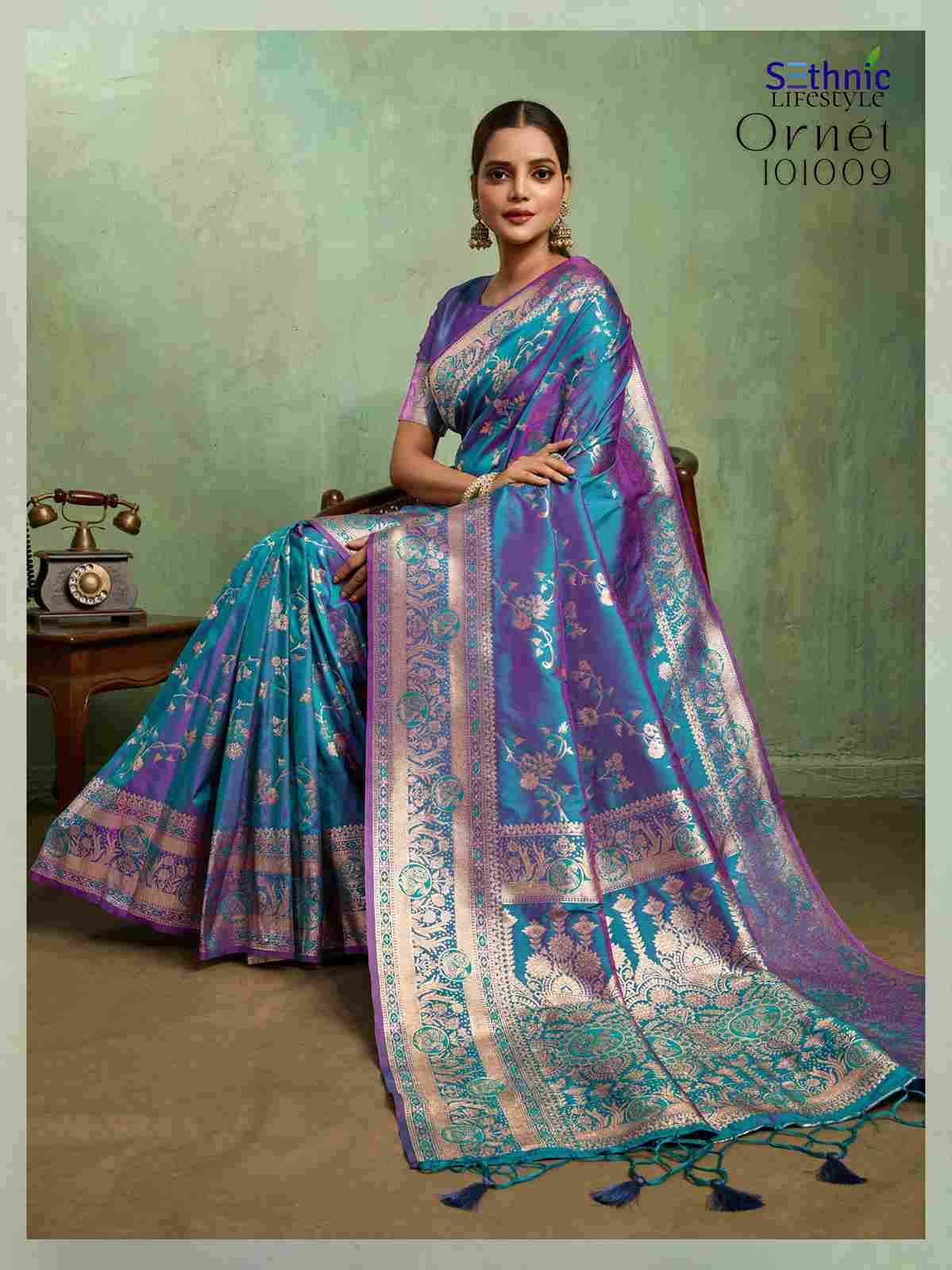 Ornet By Sethnic 101001 To 101010 Series Indian Traditional Wear Collection Beautiful Stylish Fancy Colorful Party Wear & Occasional Wear Banarasi Silk Sarees At Wholesale Price