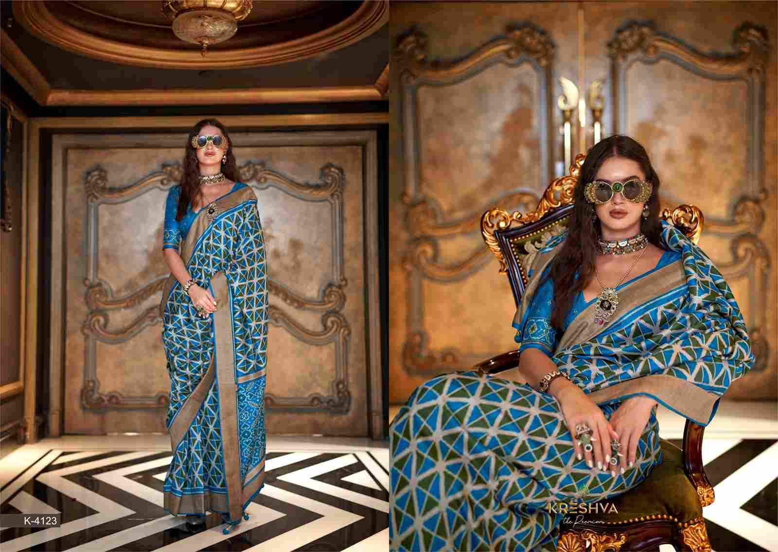 Meenakumari By Kreshva 4122 To 4127 Series Indian Traditional Wear Collection Beautiful Stylish Fancy Colorful Party Wear & Occasional Wear Silk Sarees At Wholesale Price