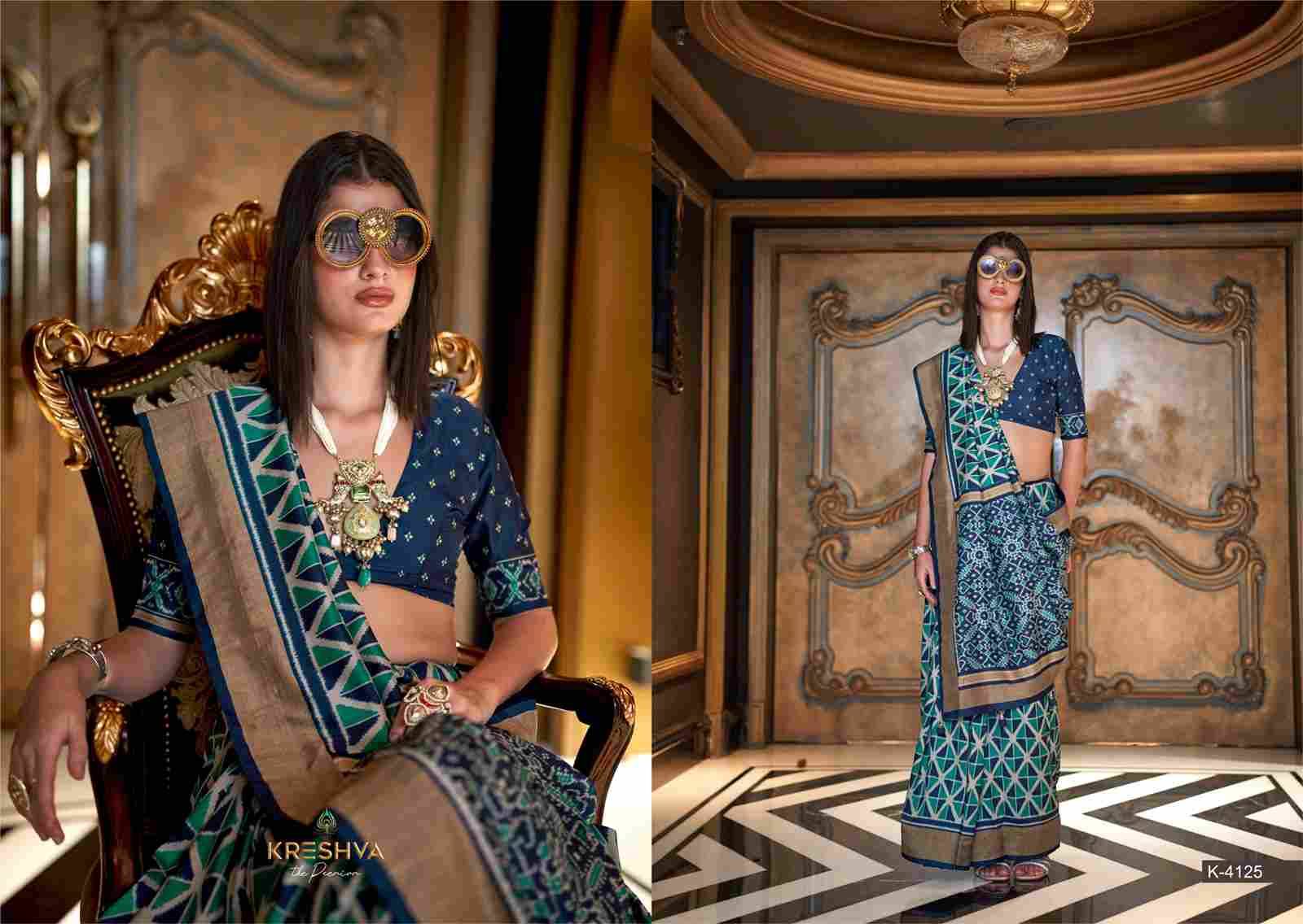 Meenakumari By Kreshva 4122 To 4127 Series Indian Traditional Wear Collection Beautiful Stylish Fancy Colorful Party Wear & Occasional Wear Silk Sarees At Wholesale Price