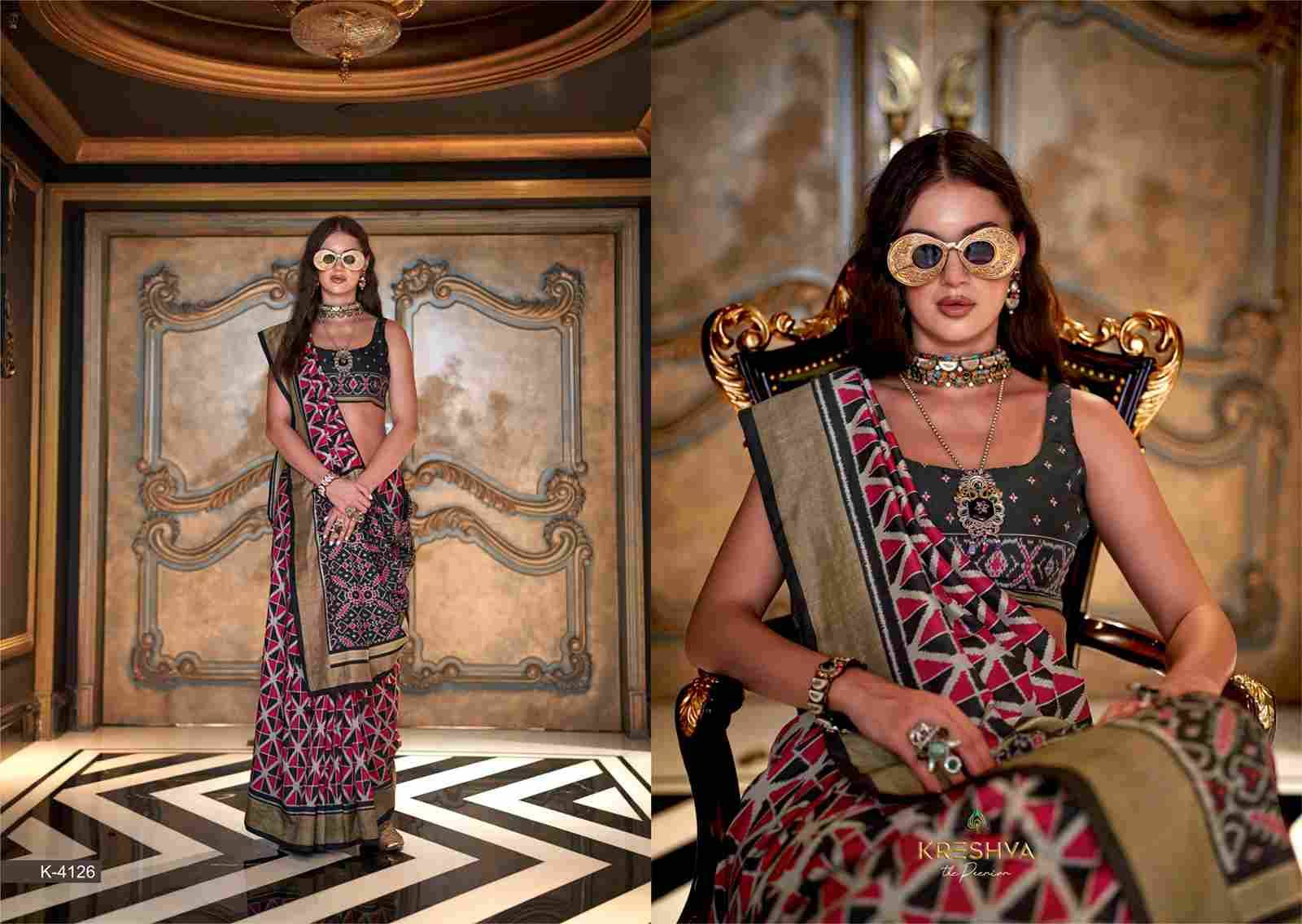 Meenakumari By Kreshva 4122 To 4127 Series Indian Traditional Wear Collection Beautiful Stylish Fancy Colorful Party Wear & Occasional Wear Silk Sarees At Wholesale Price