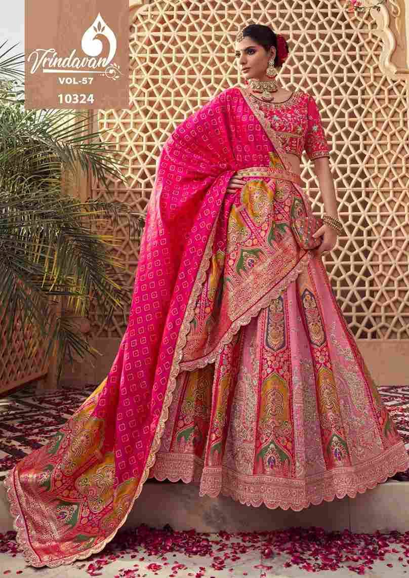 Vrindavan Vol-57 By Vrindavan 10320 To 10325 Series Bridal Wear Collection Beautiful Stylish Colorful Fancy Party Wear & Occasional Wear Banarasi Silk Lehengas At Wholesale Price