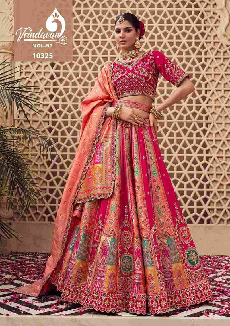 Vrindavan Vol-57 By Vrindavan 10320 To 10325 Series Bridal Wear Collection Beautiful Stylish Colorful Fancy Party Wear & Occasional Wear Banarasi Silk Lehengas At Wholesale Price