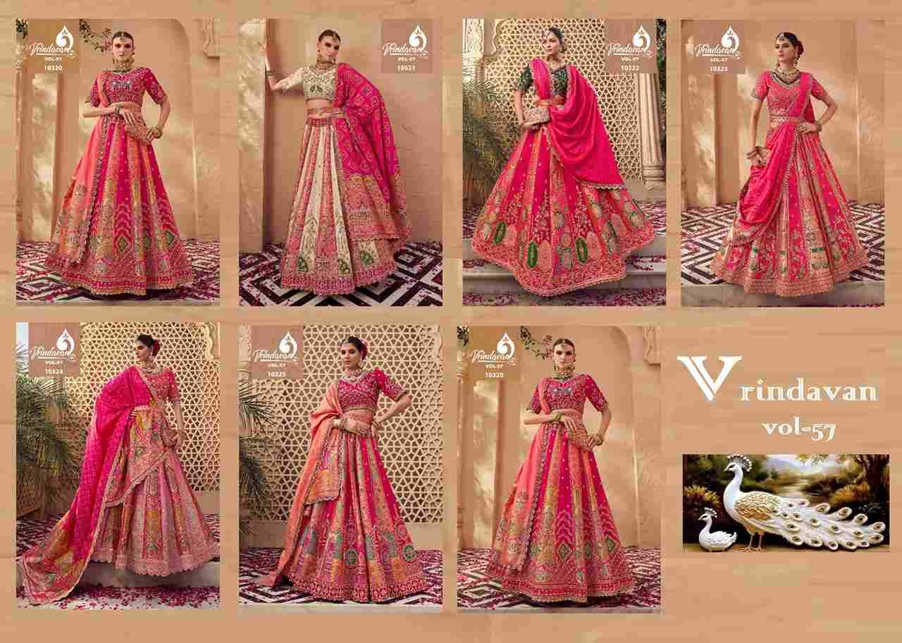 Vrindavan Vol-57 By Vrindavan 10320 To 10325 Series Bridal Wear Collection Beautiful Stylish Colorful Fancy Party Wear & Occasional Wear Banarasi Silk Lehengas At Wholesale Price