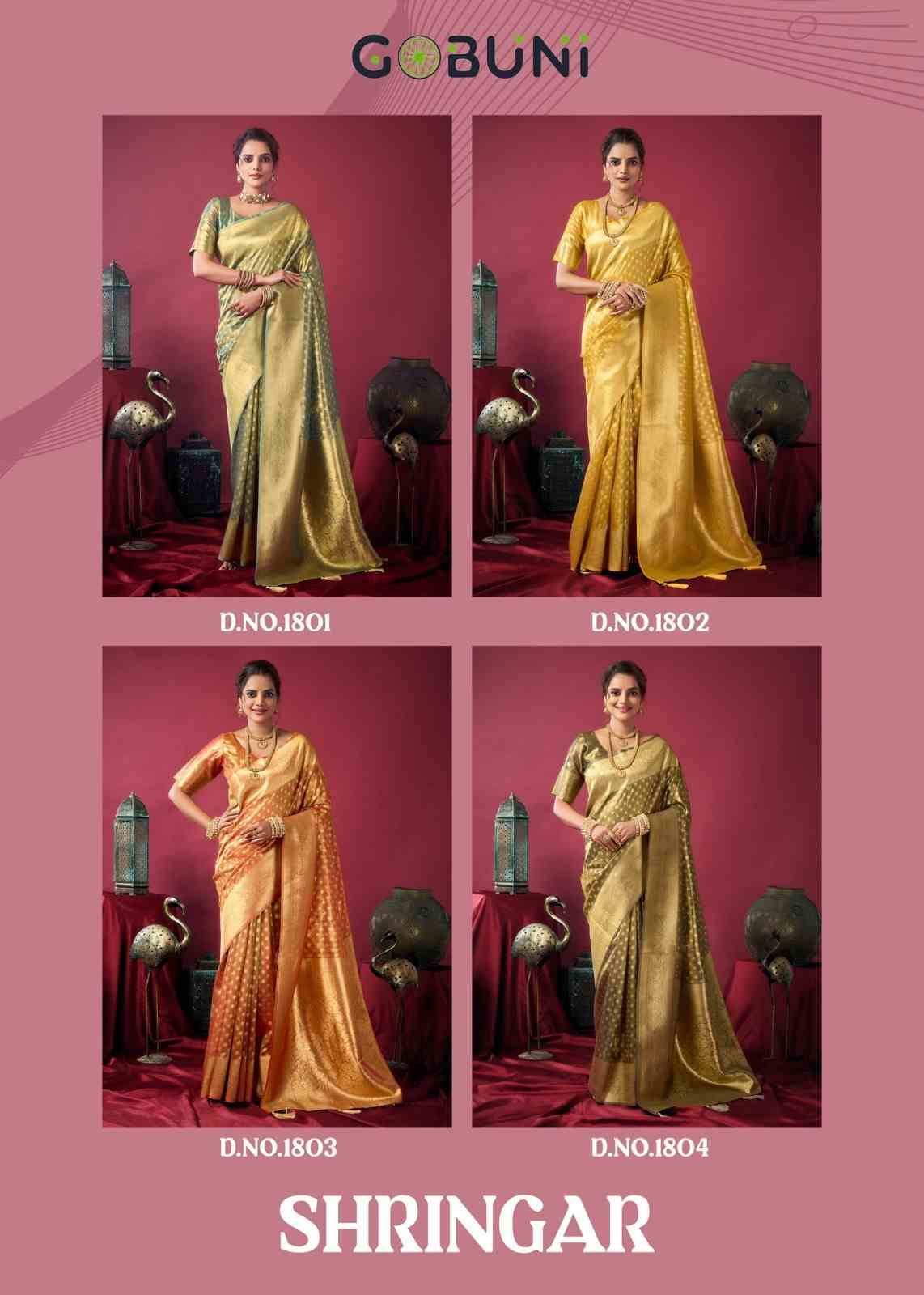 Shringar By Gobuni 1801 To 1804 Series Indian Traditional Wear Collection Beautiful Stylish Fancy Colorful Party Wear & Occasional Wear Silk Sarees At Wholesale Price