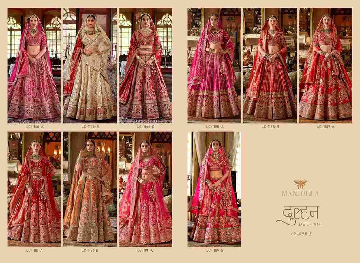 Dulhan Vol-3 By Manjulla Bridal Wear Collection Beautiful Stylish Colorful Fancy Party Wear & Occasional Wear Banarasi Silk Lehengas At Wholesale Price