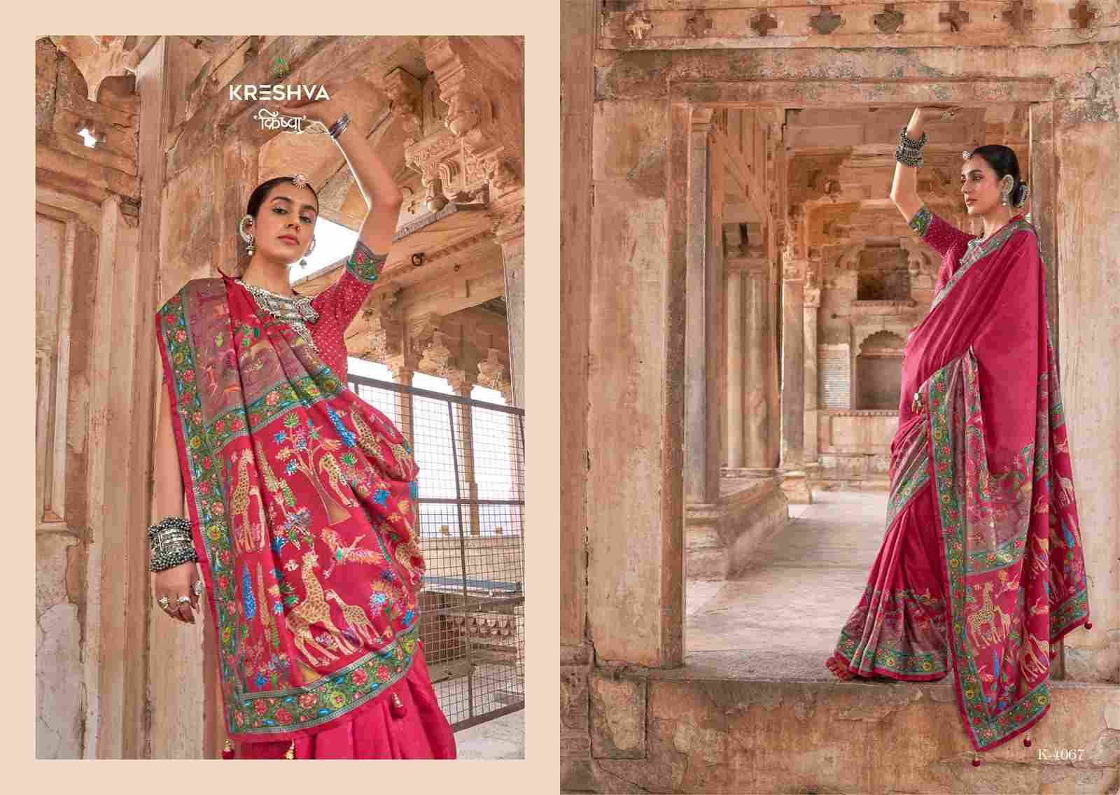 Madhuvan By Kreshva 4066 To 4071 Series Indian Traditional Wear Collection Beautiful Stylish Fancy Colorful Party Wear & Occasional Wear Silk Sarees At Wholesale Price