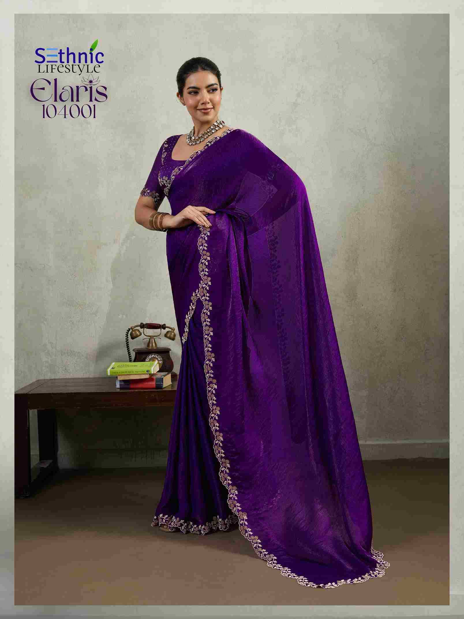 Elarish By Sethnic 104001 To 104004 Series Indian Traditional Wear Collection Beautiful Stylish Fancy Colorful Party Wear & Occasional Wear Velvet Chiffon Sarees At Wholesale Price