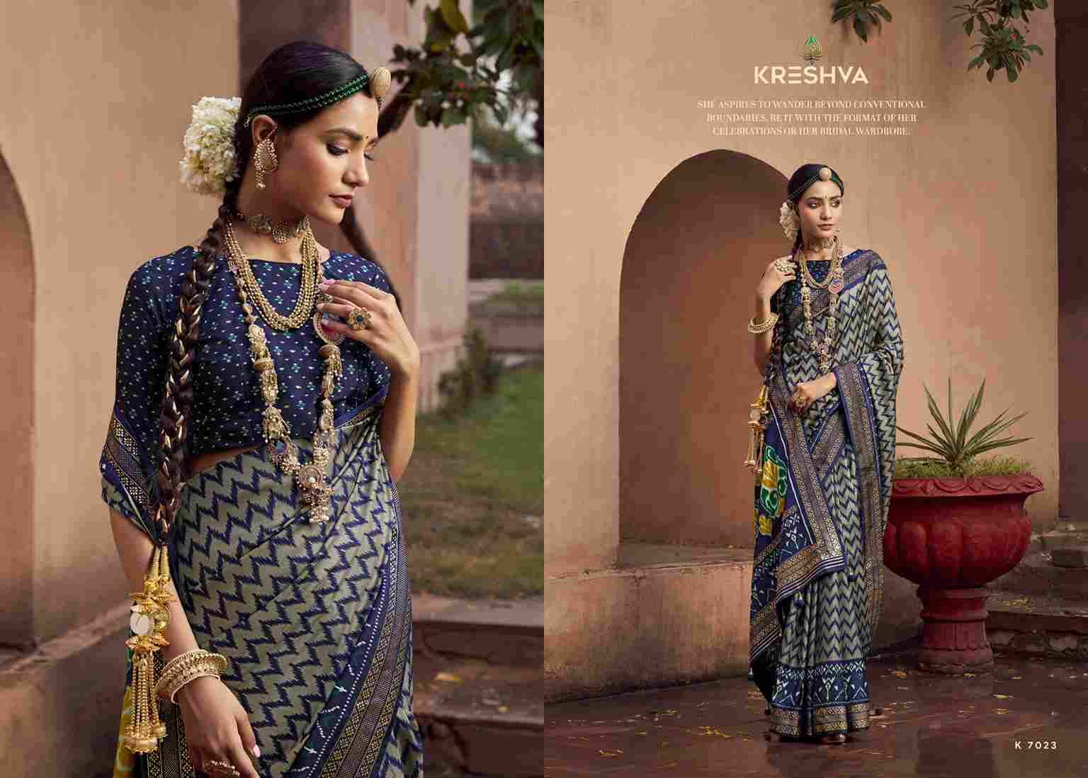 Tapasya By Kreshva 7020 To 7025 Series Indian Traditional Wear Collection Beautiful Stylish Fancy Colorful Party Wear & Occasional Wear Silk Sarees At Wholesale Price