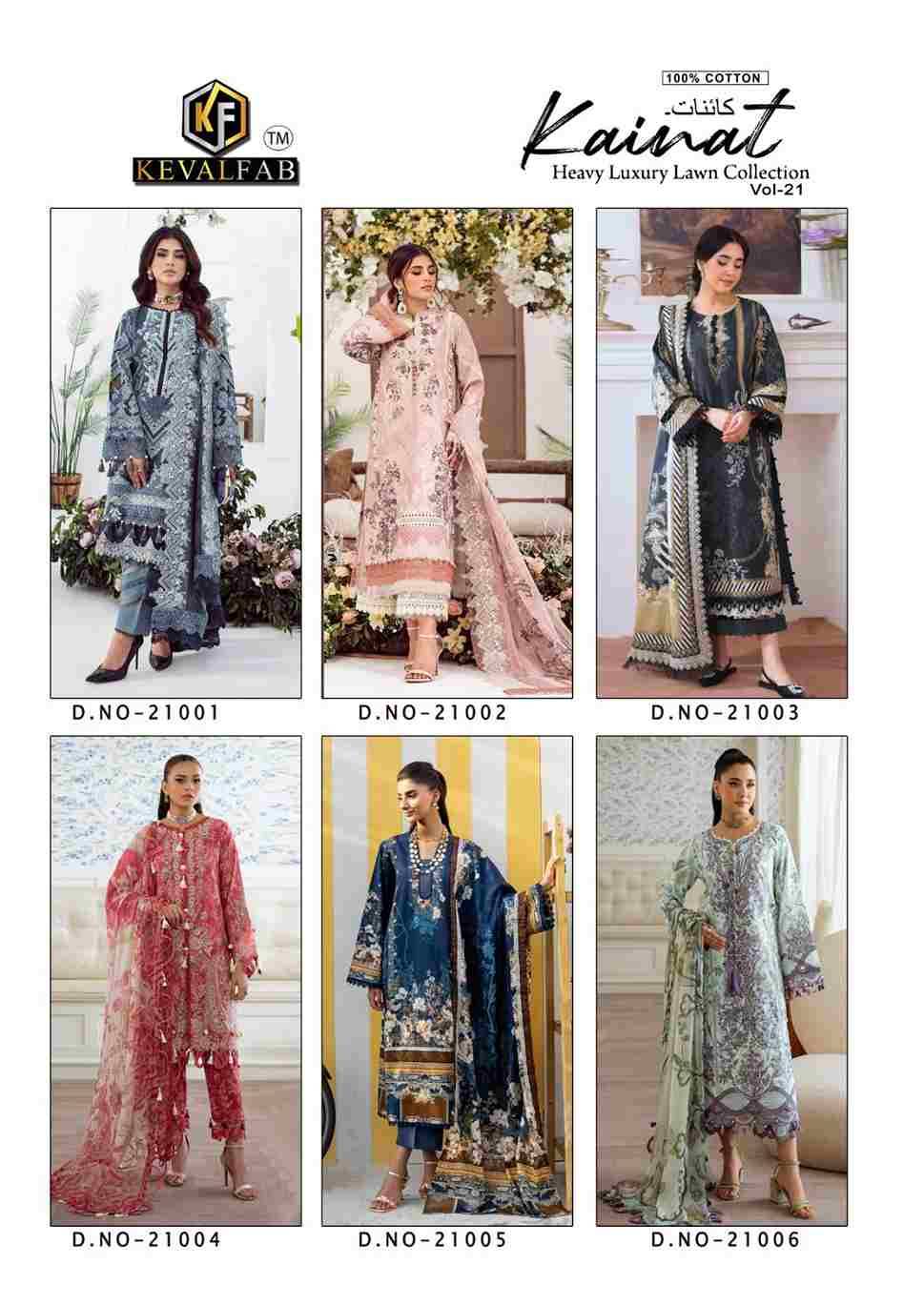 Kainat Vol-21 By Keval Fab 21001 To 21006 Series Beautiful Suits Colorful Stylish Fancy Casual Wear & Ethnic Wear Pure Lawn Cotton Dresses At Wholesale Price