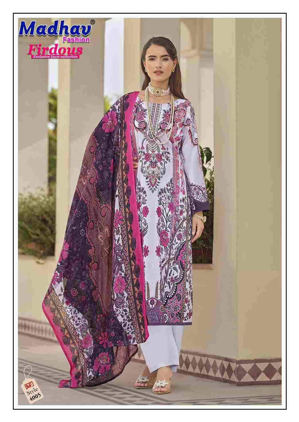 Firdous Vol-4 By Madhav Fashion 4001 To 4006 Series Beautiful Stylish Suits Fancy Colorful Casual Wear & Ethnic Wear & Ready To Wear Pure Lawn Cotton Dresses At Wholesale Price