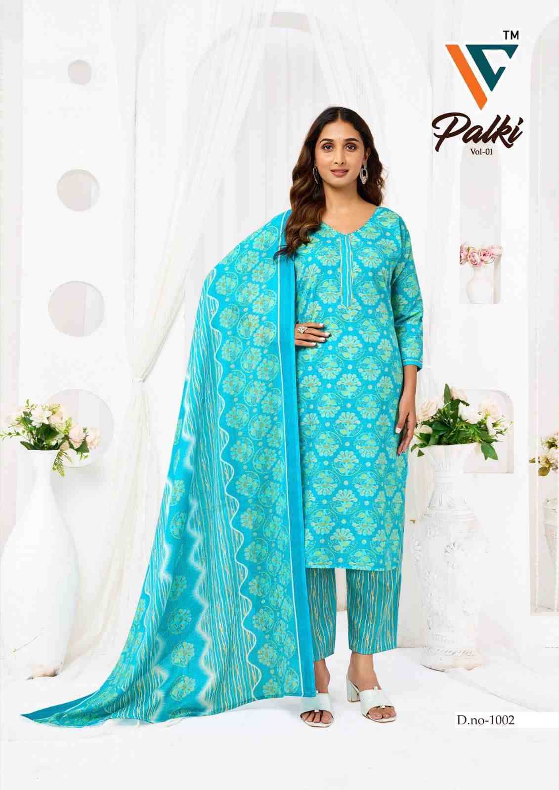 Palki Vol-1 By Vandana Creation 1001 To 1008 Series Beautiful Festive Suits Stylish Fancy Colorful Casual Wear & Ethnic Wear Cotton Print Dresses At Wholesale Price