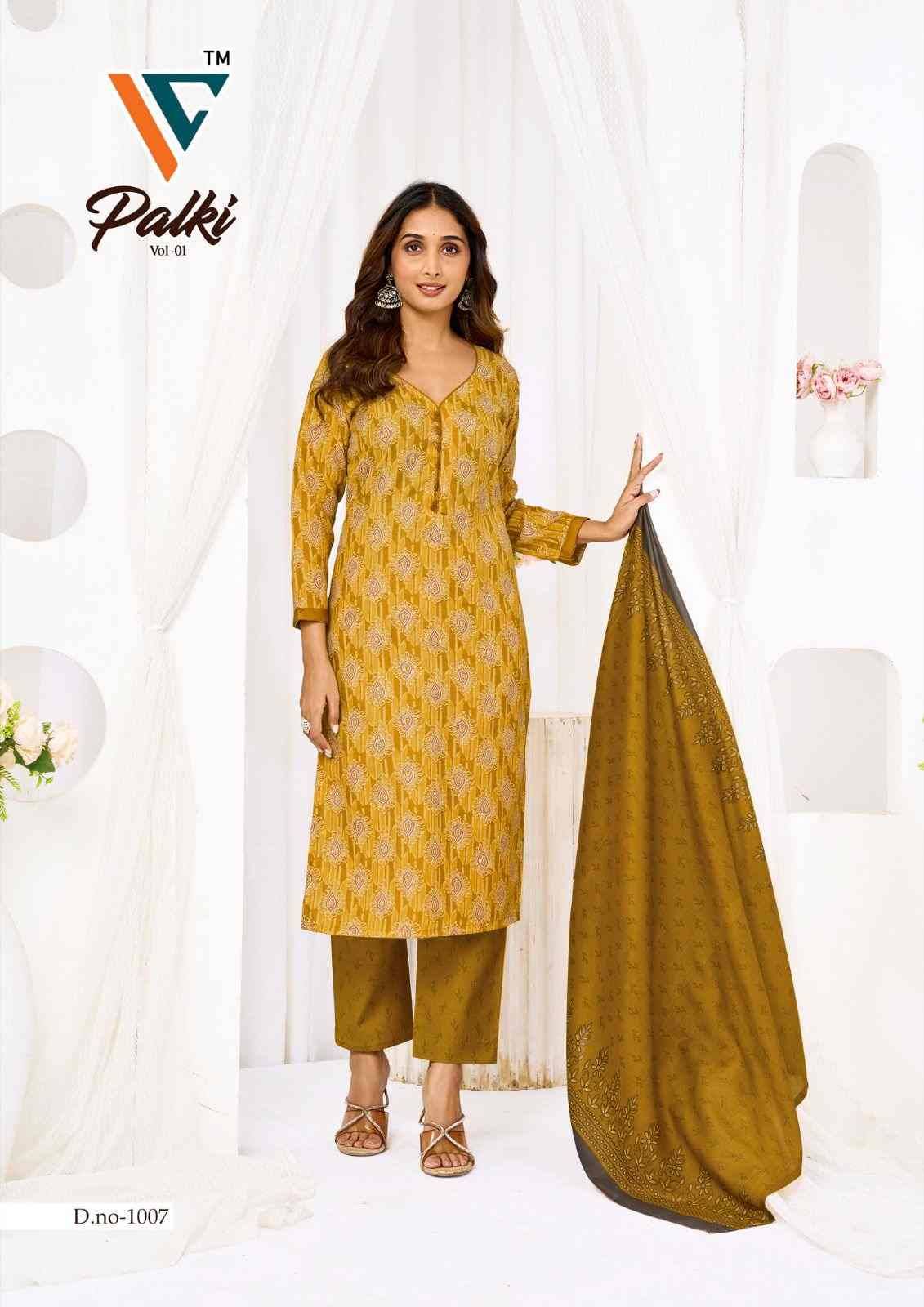 Palki Vol-1 By Vandana Creation 1001 To 1008 Series Beautiful Festive Suits Stylish Fancy Colorful Casual Wear & Ethnic Wear Cotton Print Dresses At Wholesale Price