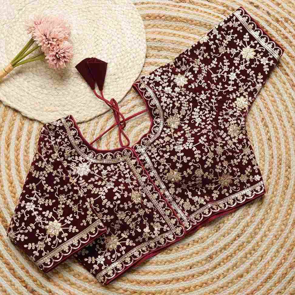 Kb-11 By Fashid Wholesale 01 To 07 Series Designer Beautiful Collection Occasional Wear & Party Wear Bridal Velvet Blouse At Wholesale Price