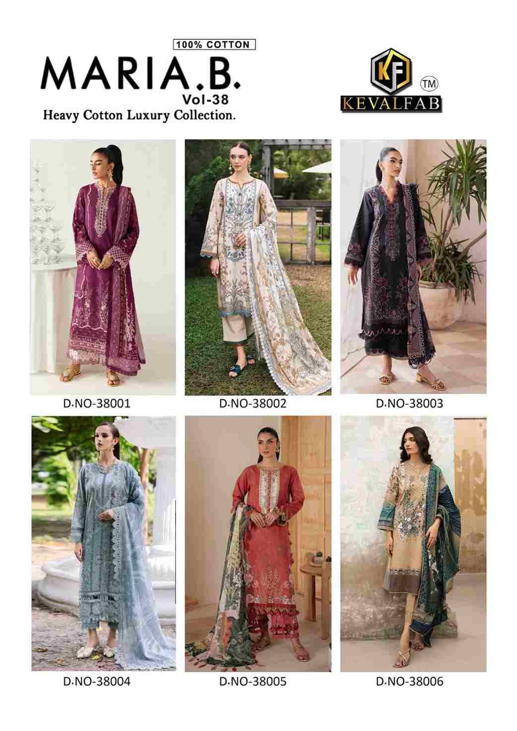Maria.B. Vol-38 By Keval Fab 38001 To 38006 Series Beautiful Stylish Festive Suits Fancy Colorful Casual Wear & Ethnic Wear & Ready To Wear Heavy Cotton Print Dresses At Wholesale Price