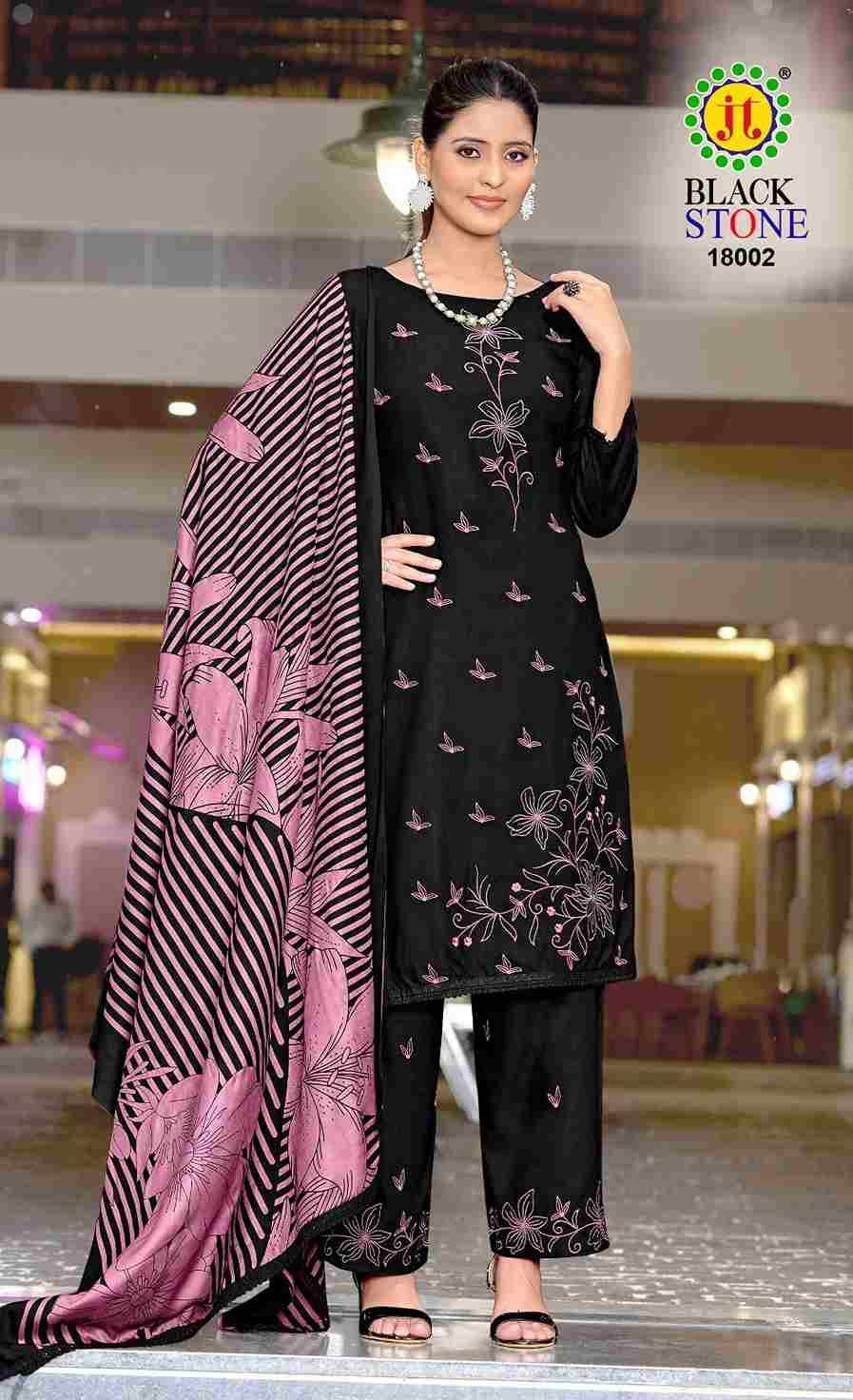 Black Stone Vol-18 By JT 18001 To 18005 Series Beautiful Festive Suits Colorful Stylish Fancy Casual Wear & Ethnic Wear Rayon Dresses At Wholesale Price