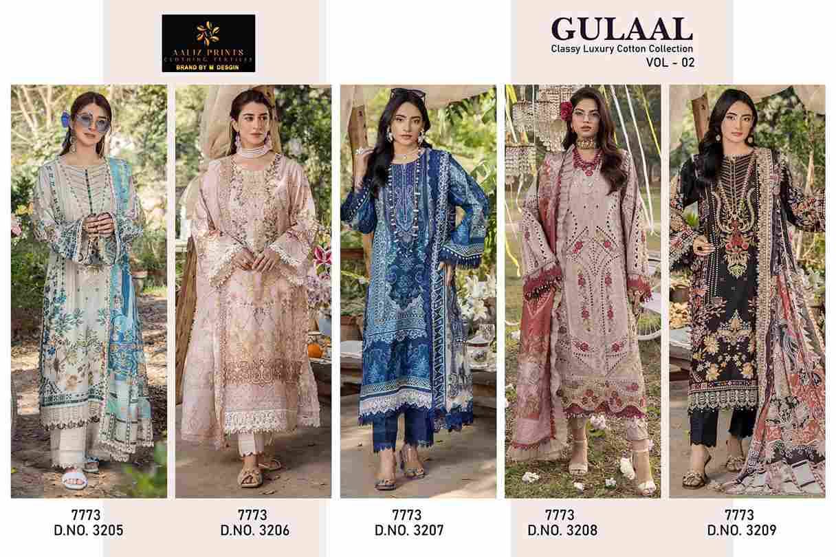 Gulaal Vol-2 By Aaliz Prints 3205 To 3209 Series Beautiful Festive Pakistani Suits Stylish Fancy Colorful Casual Wear & Ethnic Wear Soft Cotton Digital Print Dresses At Wholesale Price