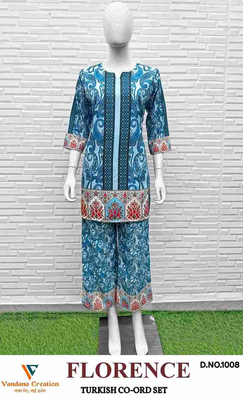 Florence By Vandana Creation 1001 To 1008 Series Designer Stylish Fancy Colorful Beautiful Party Wear & Ethnic Wear Collection Rayon Co-Ords Set At Wholesale Price