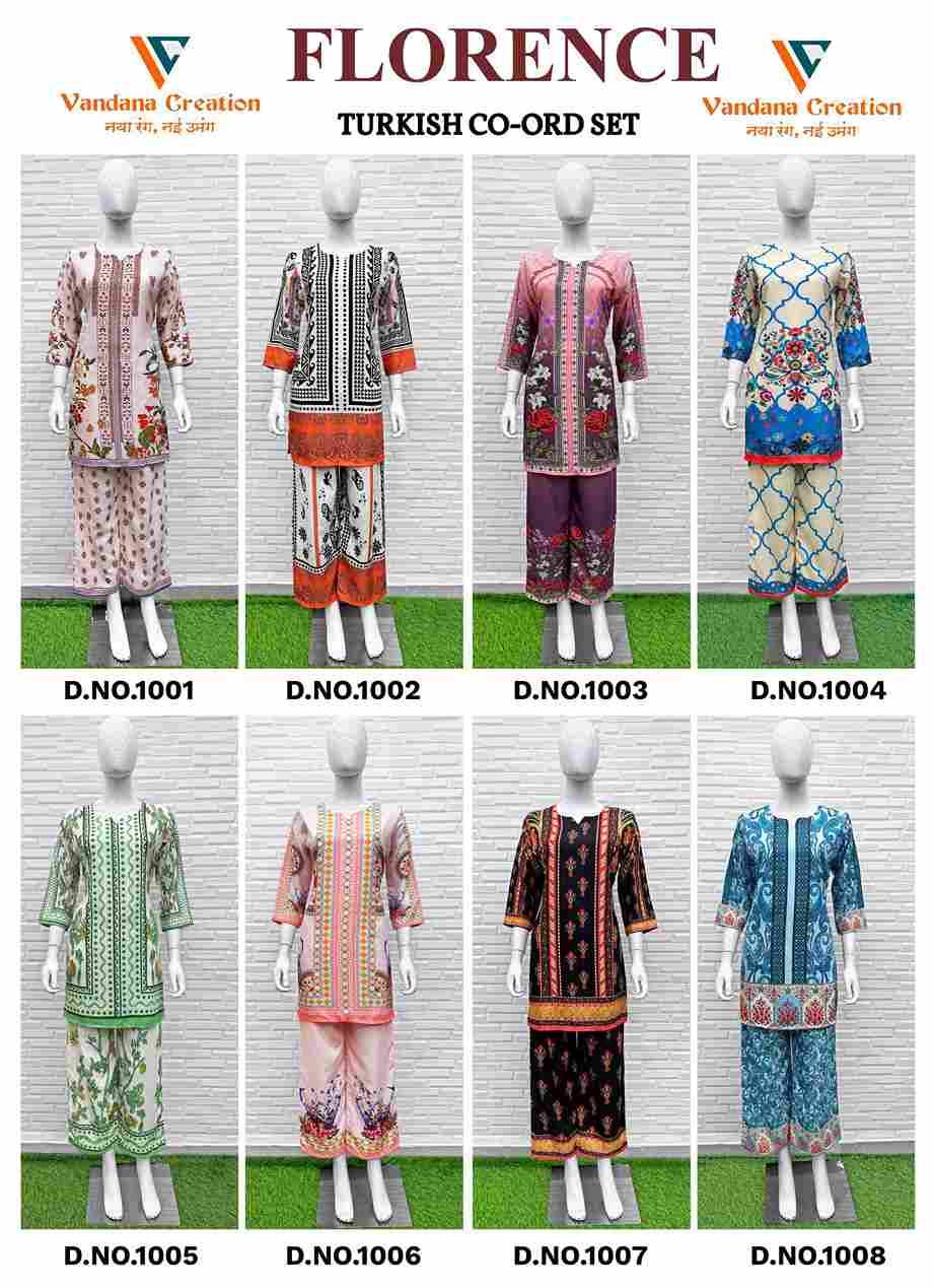 Florence By Vandana Creation 1001 To 1008 Series Designer Stylish Fancy Colorful Beautiful Party Wear & Ethnic Wear Collection Rayon Co-Ords Set At Wholesale Price