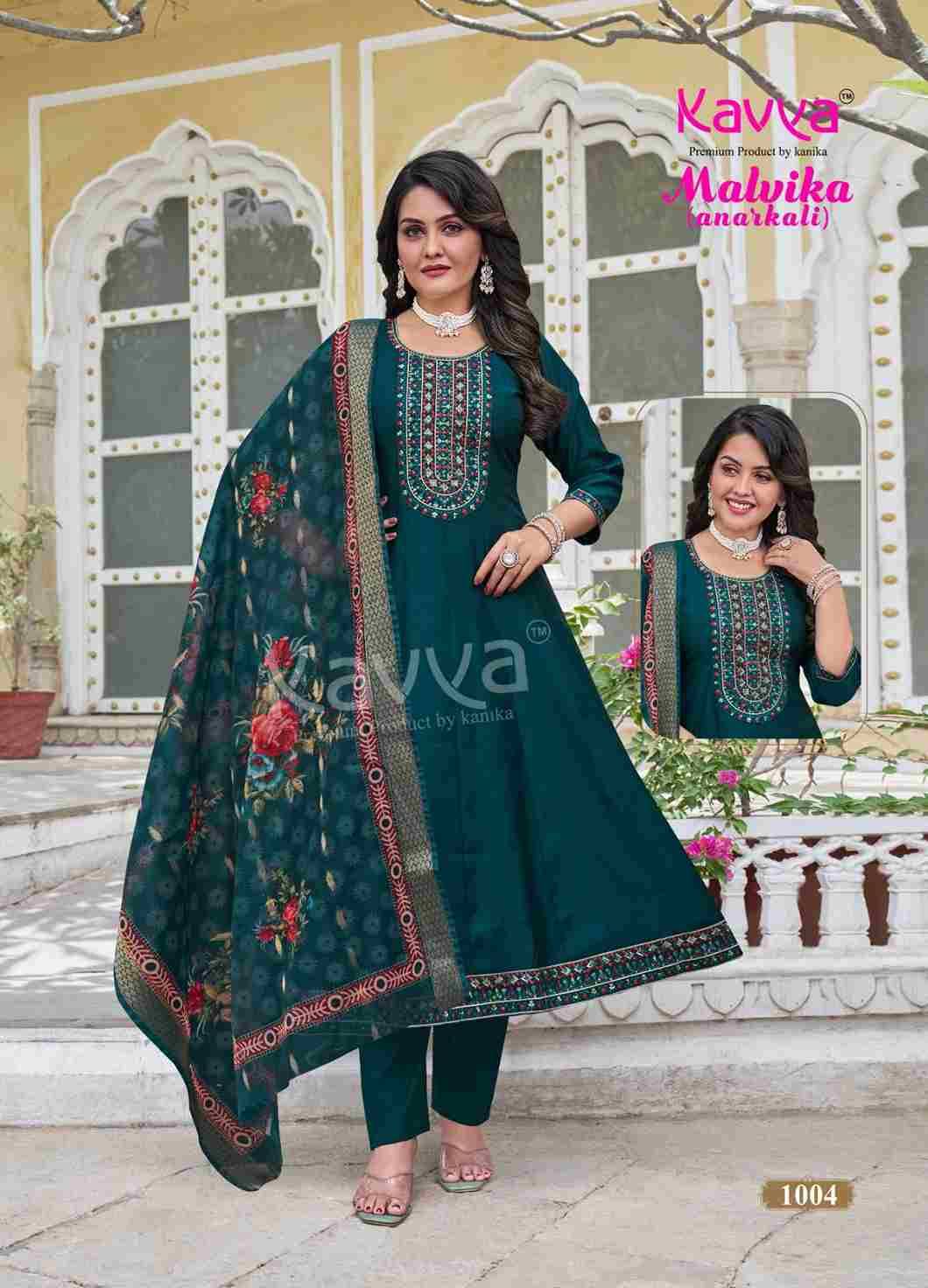 Malvika Vol-1 By Kavya 1001 To 1010 Series Beautiful Stylish Anarkali Suits Fancy Colorful Casual Wear & Ethnic Wear & Ready To Wear Fancy Dresses At Wholesale Price