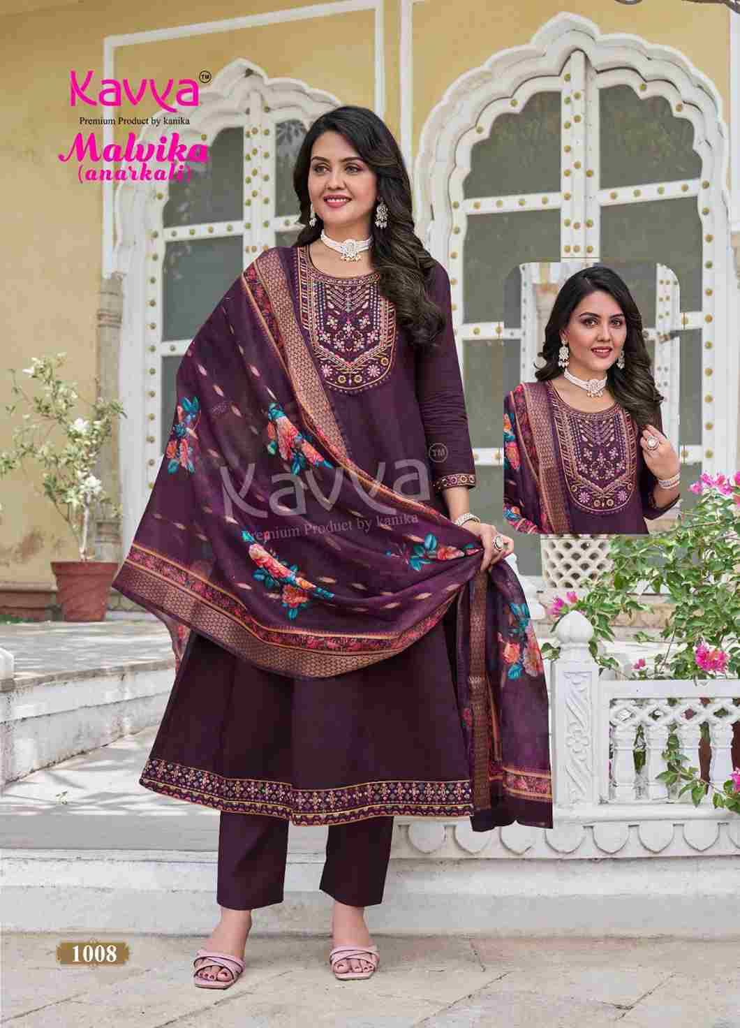 Malvika Vol-1 By Kavya 1001 To 1010 Series Beautiful Stylish Anarkali Suits Fancy Colorful Casual Wear & Ethnic Wear & Ready To Wear Fancy Dresses At Wholesale Price