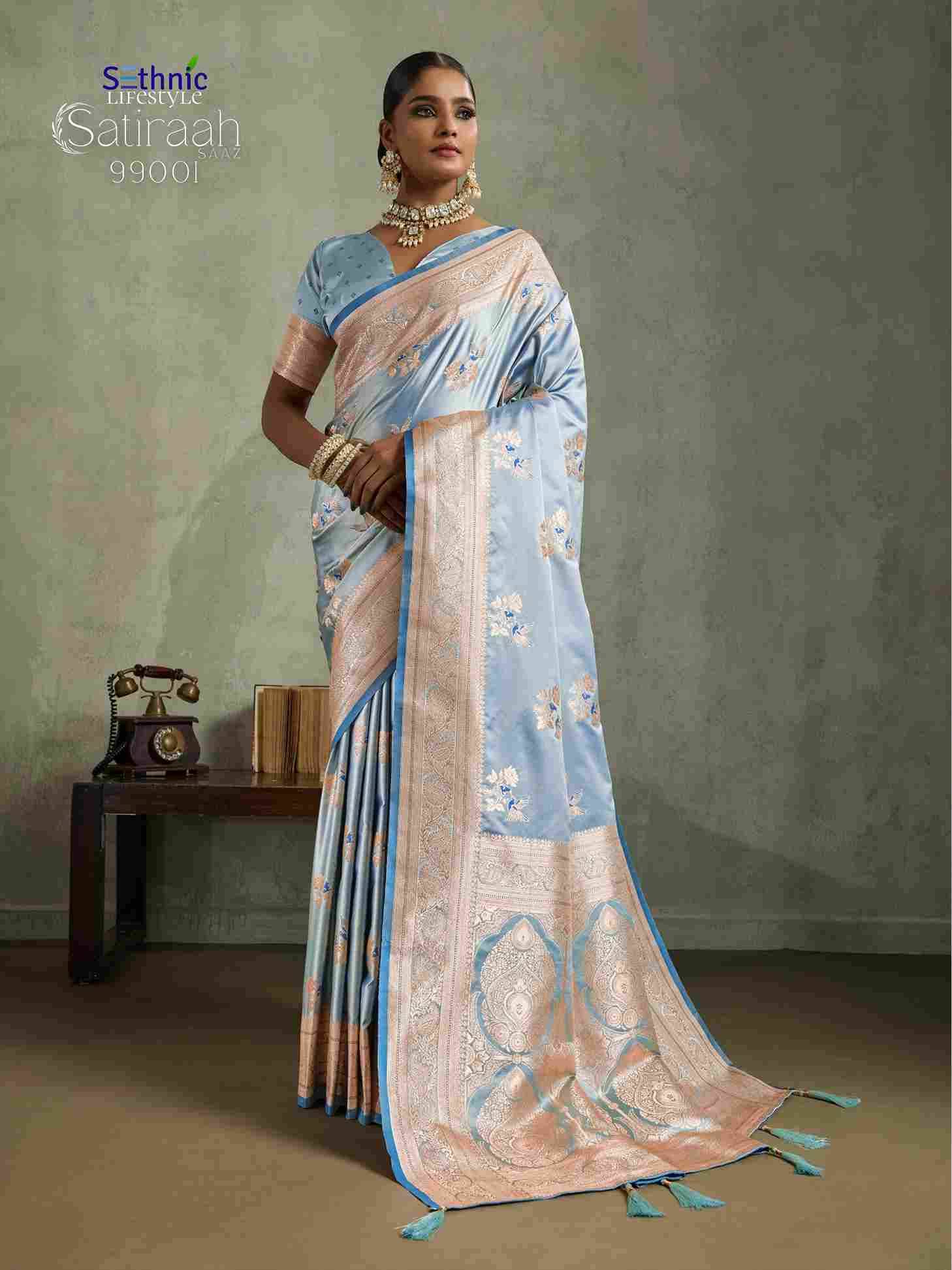 Satiraah By Sethnic 99001 To 99008 Series Indian Traditional Wear Collection Beautiful Stylish Fancy Colorful Party Wear & Occasional Wear Satin Silk Sarees At Wholesale Price
