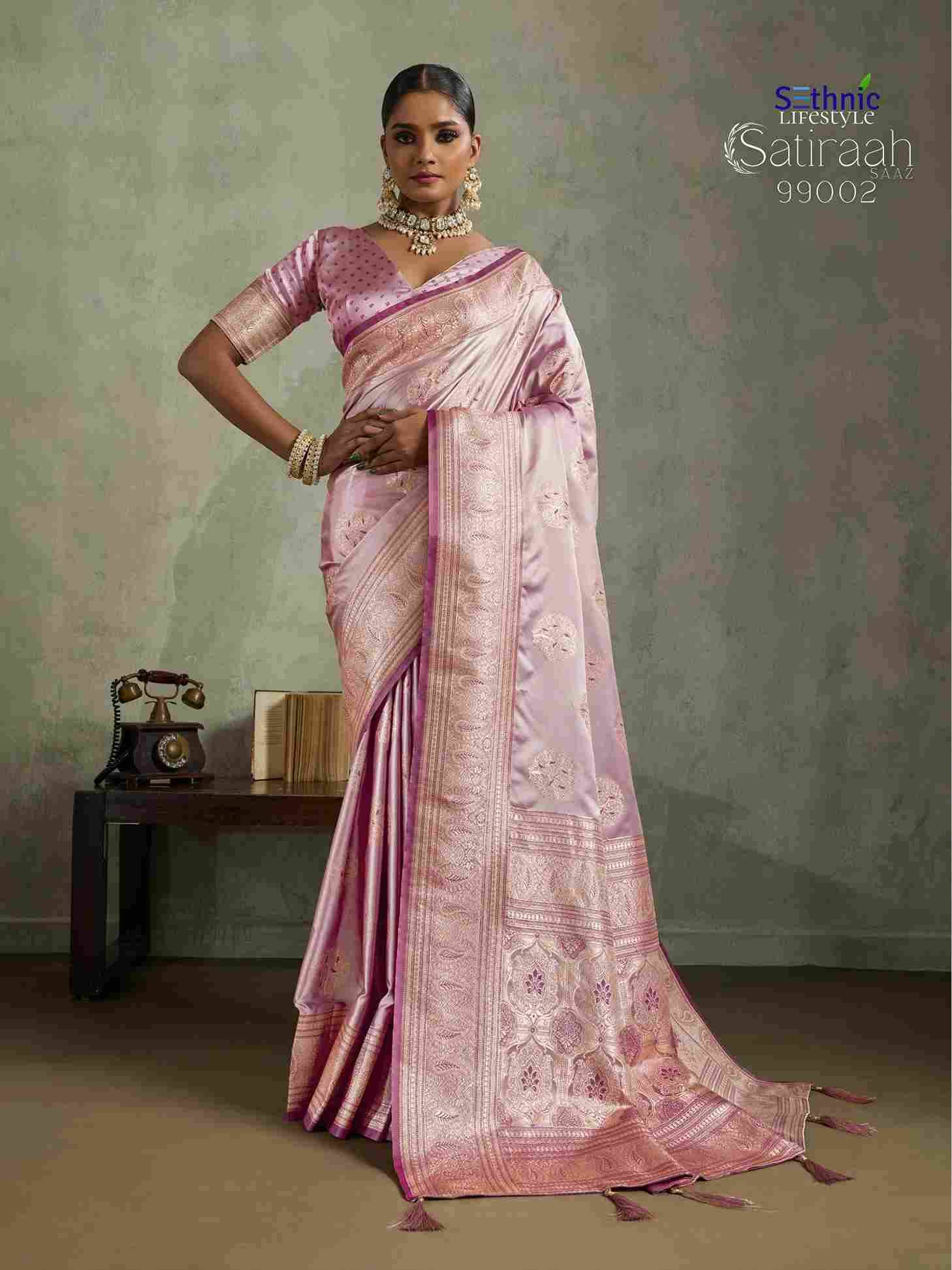 Satiraah By Sethnic 99001 To 99008 Series Indian Traditional Wear Collection Beautiful Stylish Fancy Colorful Party Wear & Occasional Wear Satin Silk Sarees At Wholesale Price