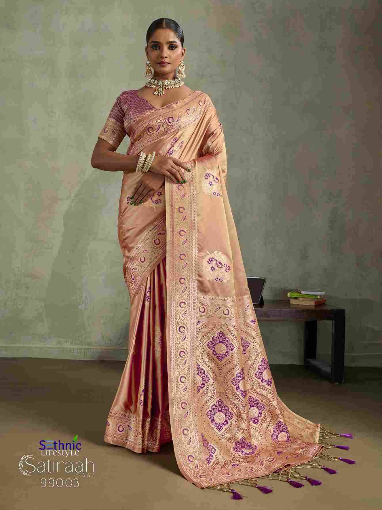 Satiraah By Sethnic 99001 To 99008 Series Indian Traditional Wear Collection Beautiful Stylish Fancy Colorful Party Wear & Occasional Wear Satin Silk Sarees At Wholesale Price