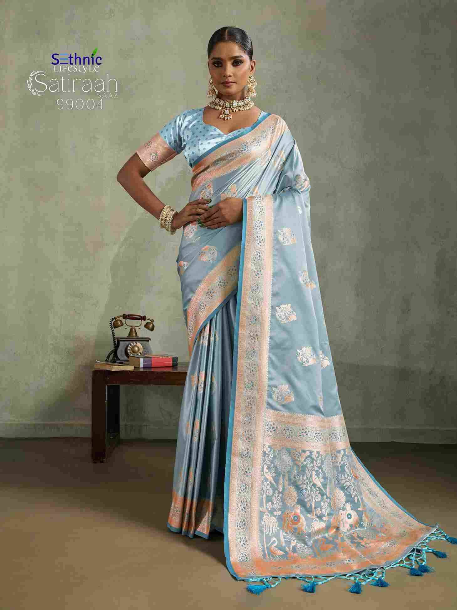Satiraah By Sethnic 99001 To 99008 Series Indian Traditional Wear Collection Beautiful Stylish Fancy Colorful Party Wear & Occasional Wear Satin Silk Sarees At Wholesale Price