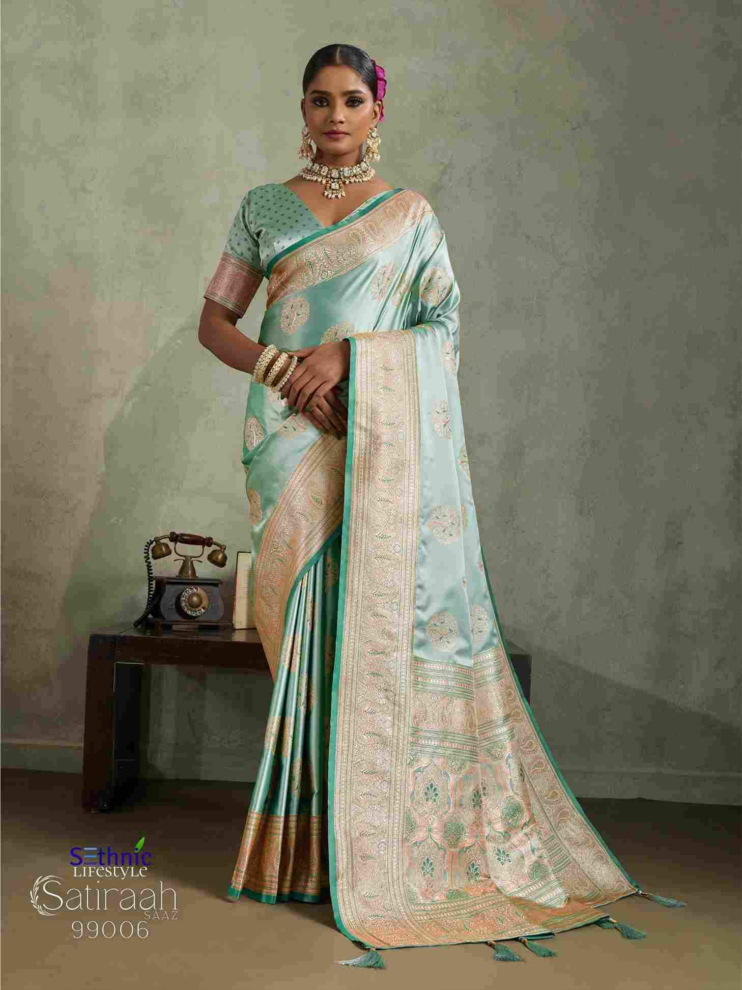 Satiraah By Sethnic 99001 To 99008 Series Indian Traditional Wear Collection Beautiful Stylish Fancy Colorful Party Wear & Occasional Wear Satin Silk Sarees At Wholesale Price
