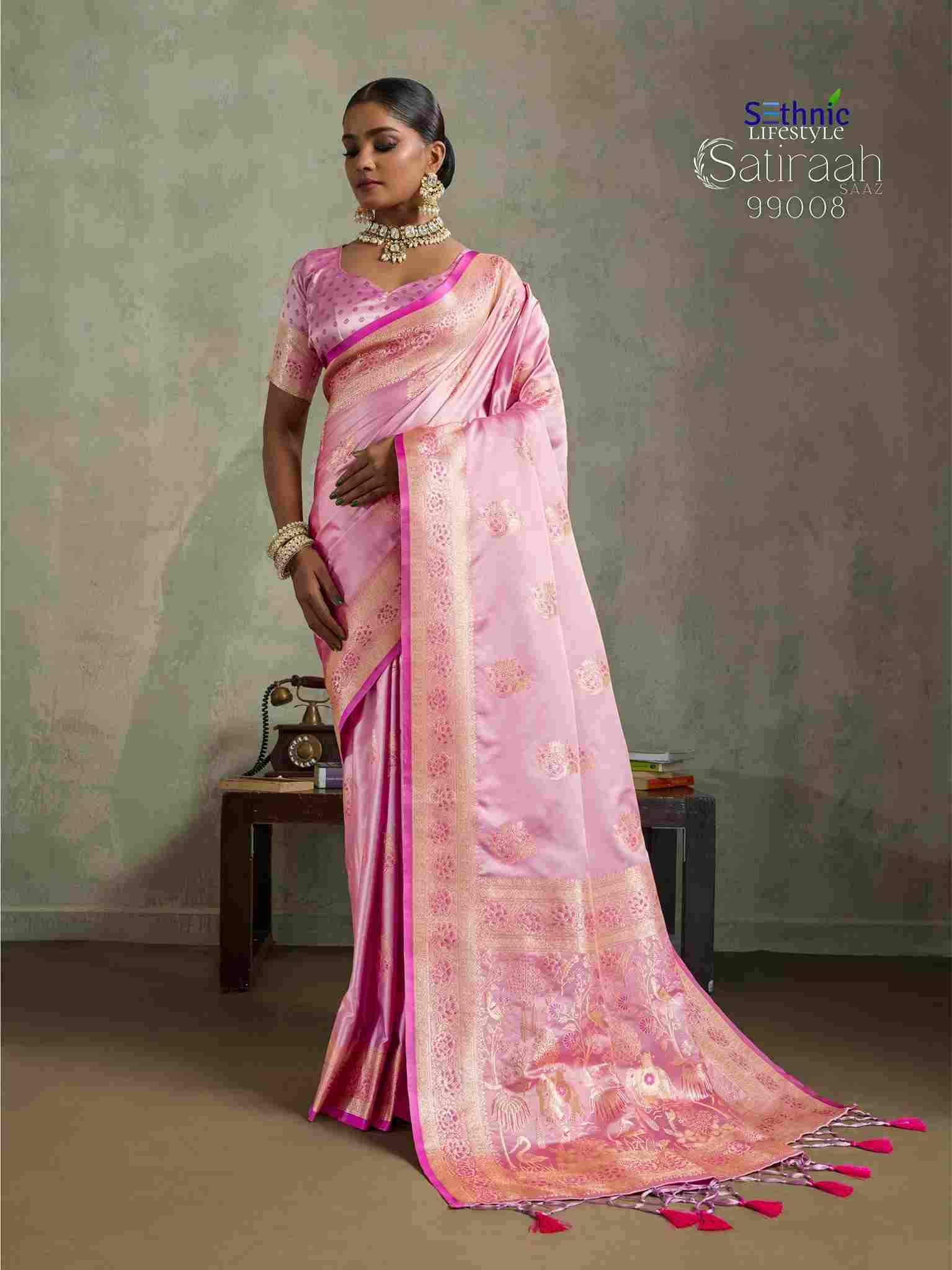 Satiraah By Sethnic 99001 To 99008 Series Indian Traditional Wear Collection Beautiful Stylish Fancy Colorful Party Wear & Occasional Wear Satin Silk Sarees At Wholesale Price