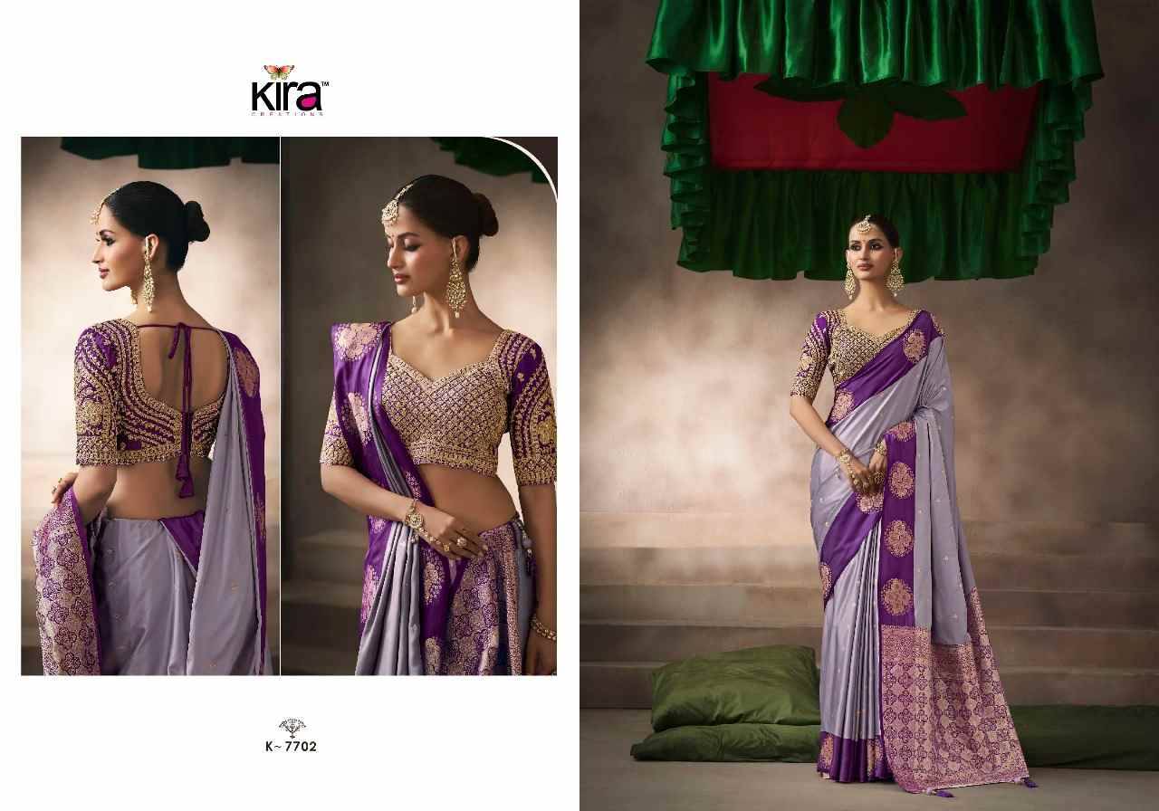 Kalki By Kira 7701 To 7710 Series Indian Traditional Wear Collection Beautiful Stylish Fancy Colorful Party Wear & Occasional Wear Pure Satin Silk Sarees At Wholesale Price