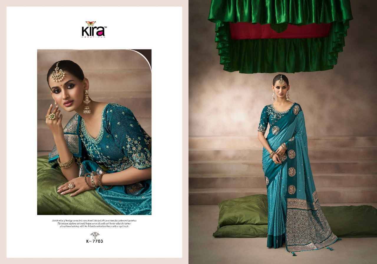 Kalki By Kira 7701 To 7710 Series Indian Traditional Wear Collection Beautiful Stylish Fancy Colorful Party Wear & Occasional Wear Pure Satin Silk Sarees At Wholesale Price