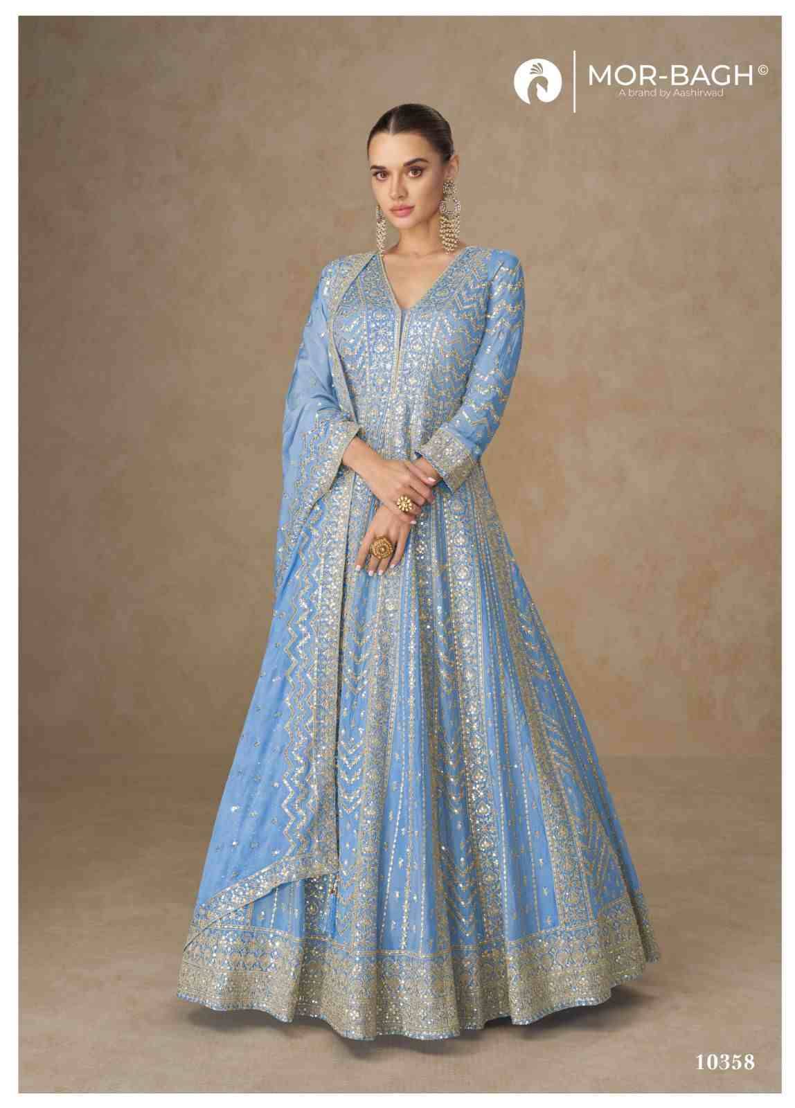 Anarkali By Mor-Bagh 10358 To 10361 Series Designer Stylish Fancy Colorful Beautiful Party Wear & Ethnic Wear Collection Premium Chinnon Silk Gowns With Dupatta At Wholesale Price