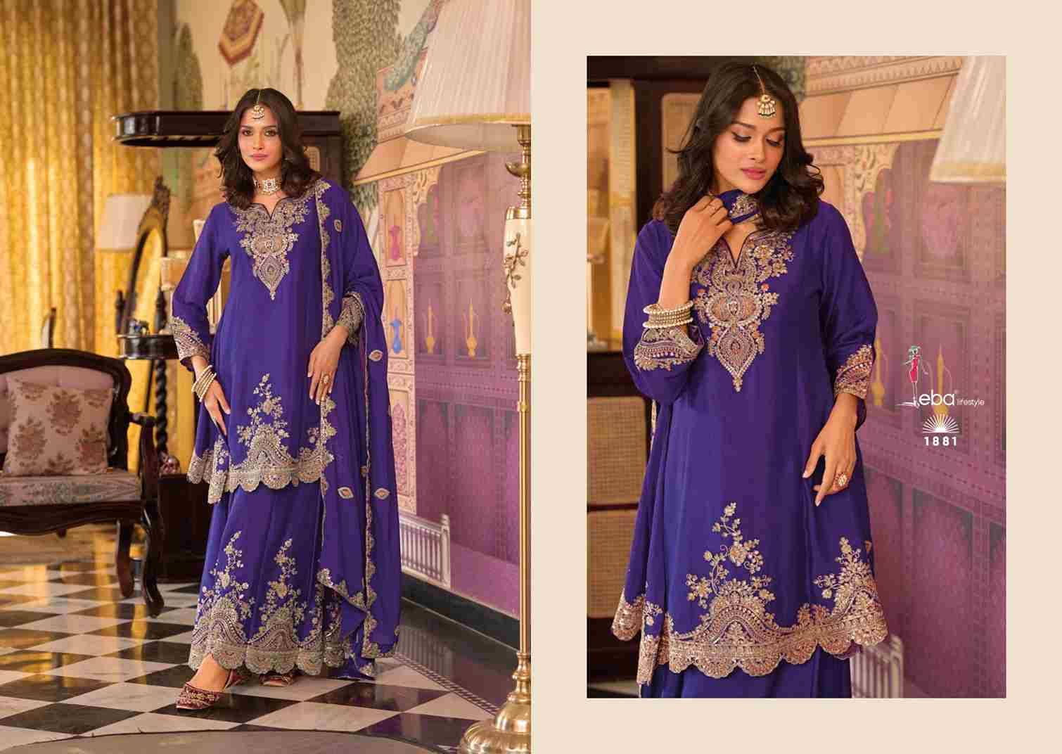 Kalista Edition By Eba Lifestyle 1880 To 1882 Series Beautiful Sharara Suits Colorful Stylish Fancy Casual Wear & Ethnic Wear Chinnon Embroidery Dresses At Wholesale Price