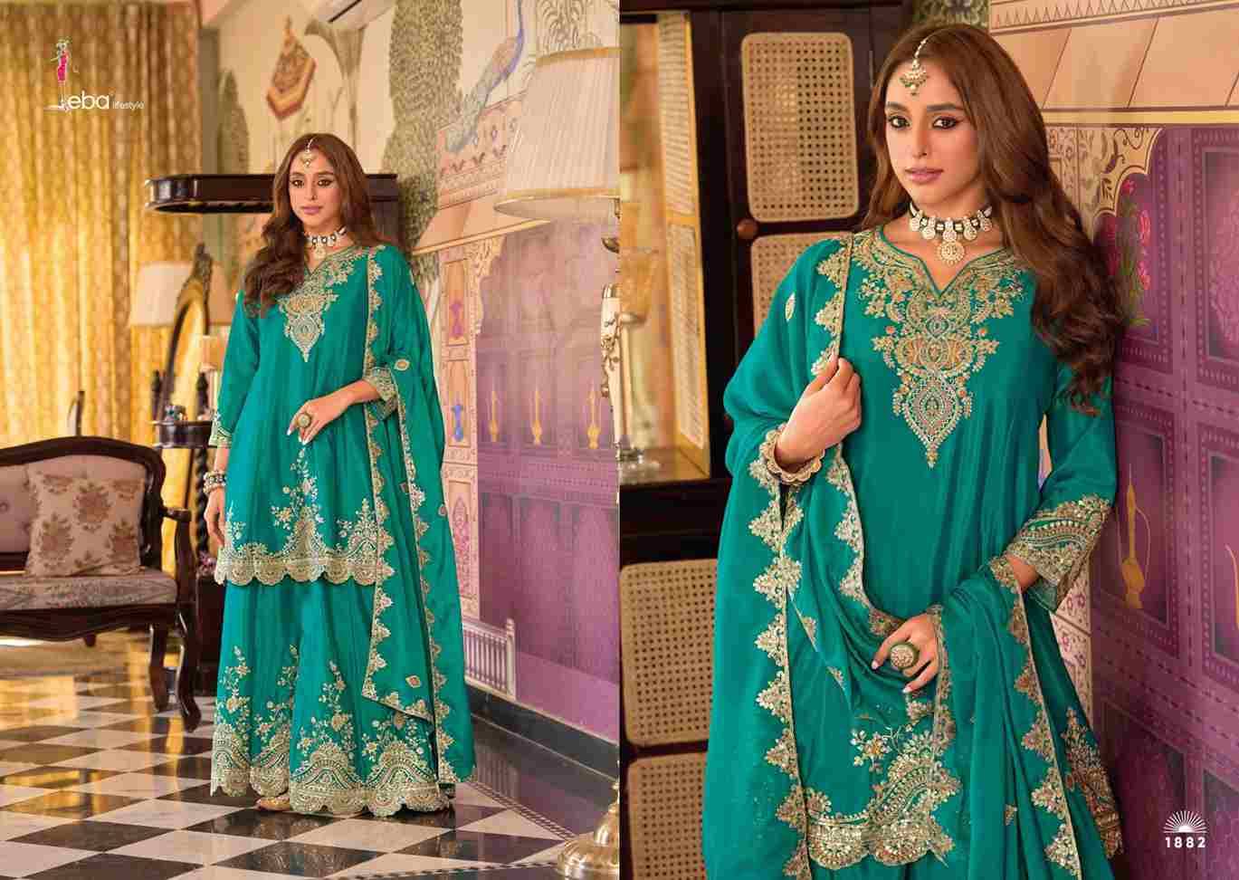Kalista Edition By Eba Lifestyle 1880 To 1882 Series Beautiful Sharara Suits Colorful Stylish Fancy Casual Wear & Ethnic Wear Chinnon Embroidery Dresses At Wholesale Price