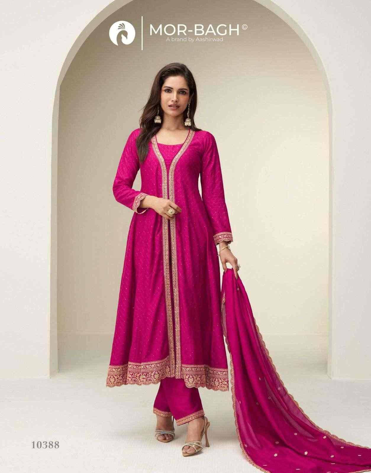 Charvi By Mor-Bagh 10387 To 10391 Series Beautiful Stylish Festive Suits Fancy Colorful Casual Wear & Ethnic Wear & Ready To Wear Premium Chinnon Silk Dresses At Wholesale Price
