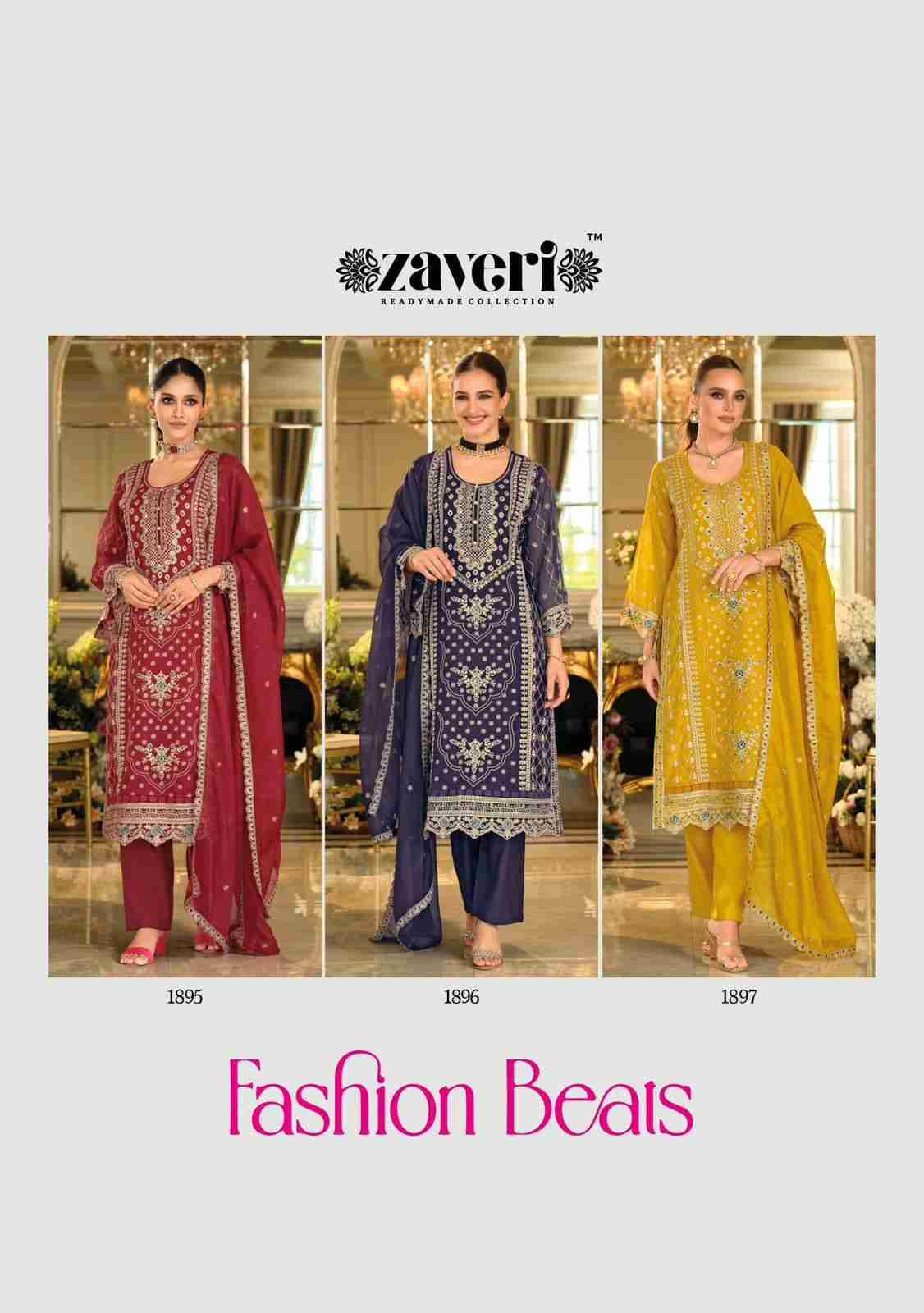 Fashion Beats By Zaveri 1895 To 1897 Series Designer Festive Suits Beautiful Fancy Colorful Stylish Party Wear & Occasional Wear Soft Organza Dresses At Wholesale Price