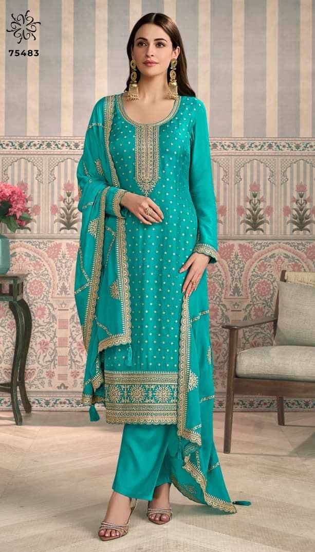 Jasleen By Kuleesh 75481 To 75484 Series Designer Festive Suits Collection Beautiful Stylish Fancy Colorful Party Wear & Occasional Wear Silk Dresses At Wholesale Price