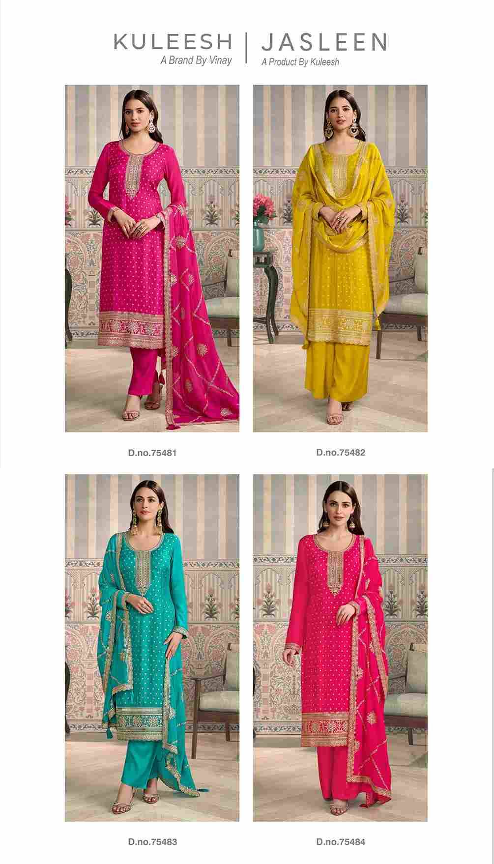 Jasleen By Kuleesh 75481 To 75484 Series Designer Festive Suits Collection Beautiful Stylish Fancy Colorful Party Wear & Occasional Wear Silk Dresses At Wholesale Price