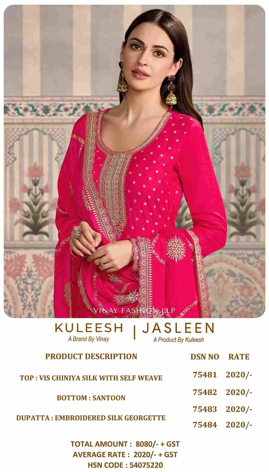 Jasleen By Kuleesh 75481 To 75484 Series Designer Festive Suits Collection Beautiful Stylish Fancy Colorful Party Wear & Occasional Wear Silk Dresses At Wholesale Price